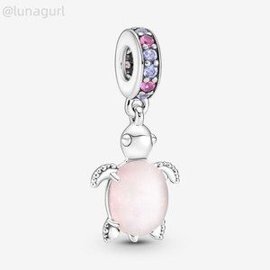 Pandora Murano Glass Pink Sea Turtle Dangle Charm